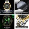 OPK Moon Phase Men's Watches Multi-function Timing Stainleess Steel Luminous Waterproof Watch for Man