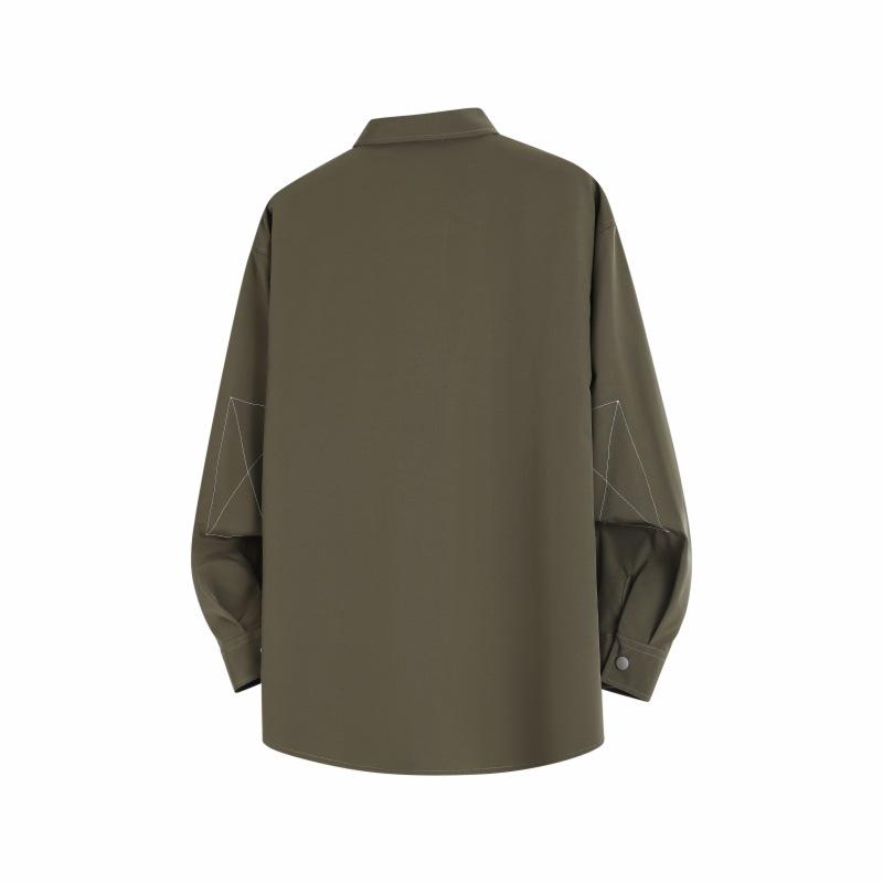 Spring And Autumn Men'S Solid Color Long Sleeve Shirt Men'S Lapel Shirt Jacket