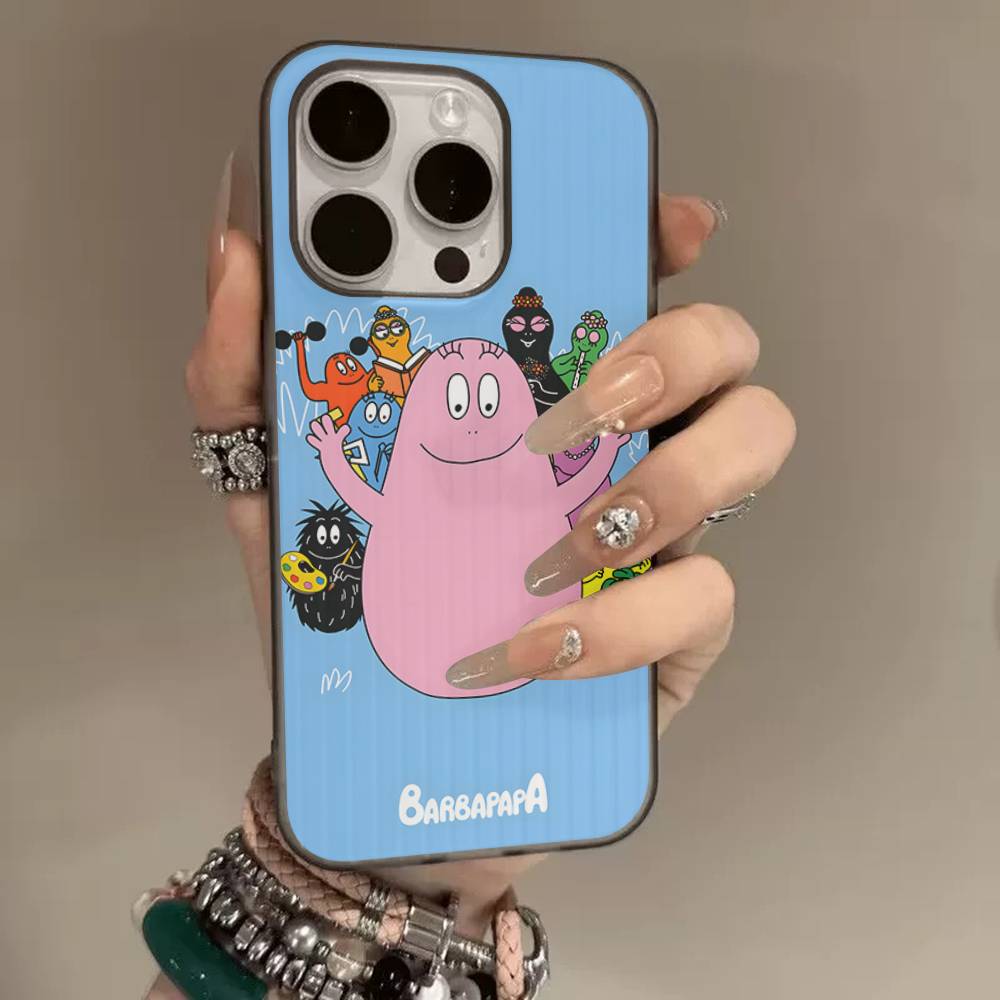 Cartoon Barbapapa Phone Case For IPhone 17 16 15 14 13 12 11 Corrugated Frosted Soft Cover Anti-Slip