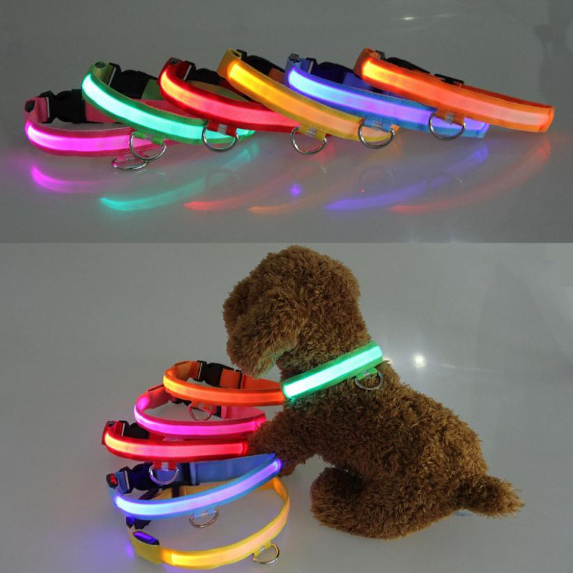 Hundehalsband aus Nylon, LED-Nachtsicherheitsblinken, im Dunkeln leuchtende Hundeleine, Haustierhunde, leuchtendes fluoreszierendes Hundezubehörhalsband