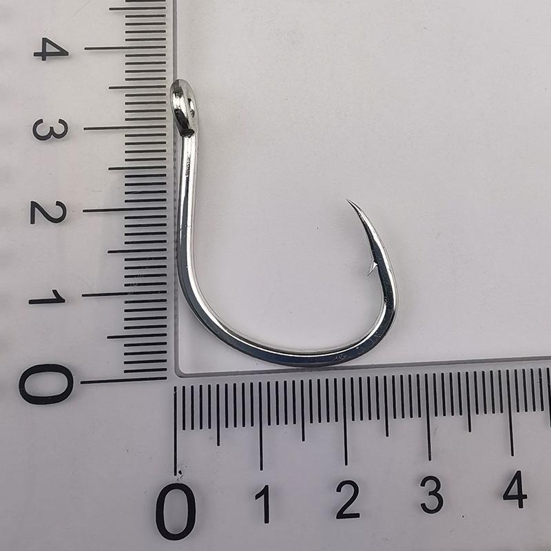 10Pcs Sets Tin-Plated Anti-Rust Jig Hooks with Eyelets High Carbon Steel Deep Sea Fishing Hooks