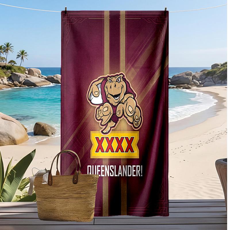 Queensland Maroons Druck Strandtuch Weich Tragbar Schnell?Trockenes Handtuch für Pool Sommerurlaub Outdoor Sport