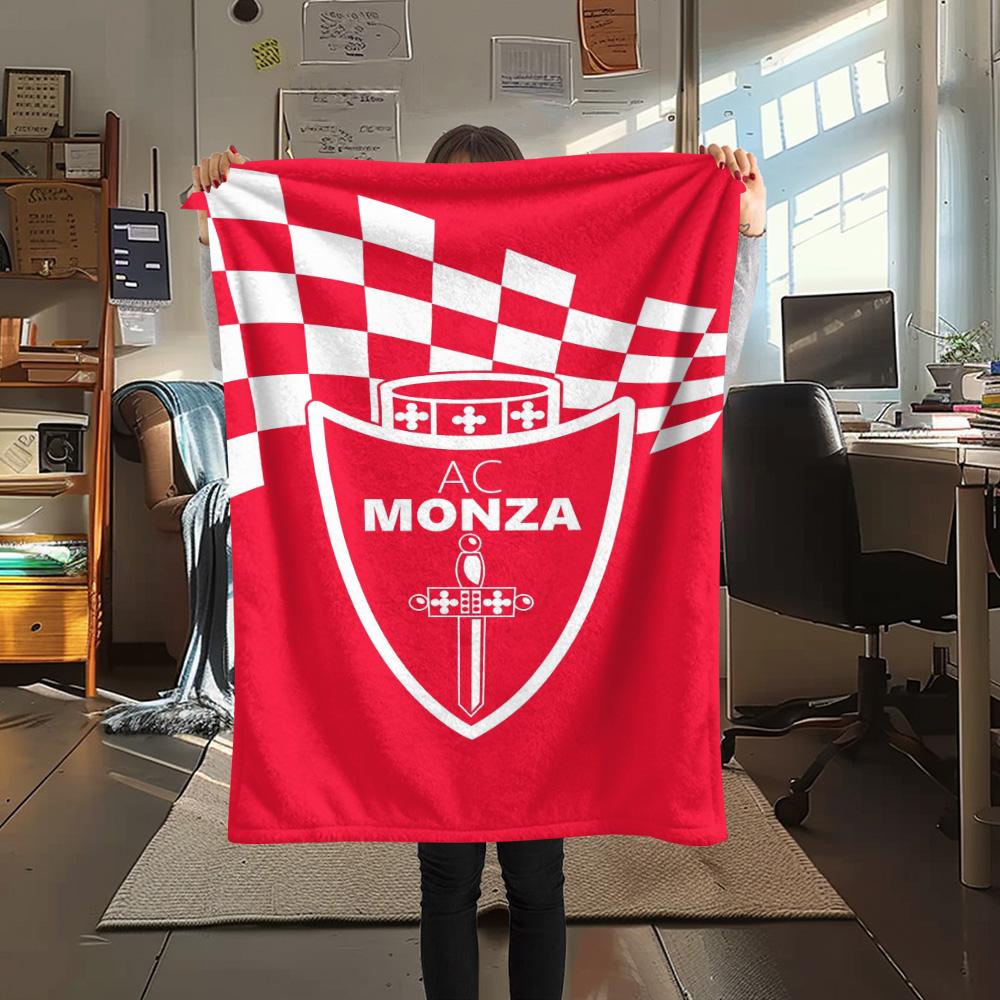 1Pc AC Monza Print Flannel Blanket High Quality Warm Comfortable Cover for All Seasons Perfect for Gifts Home Decor