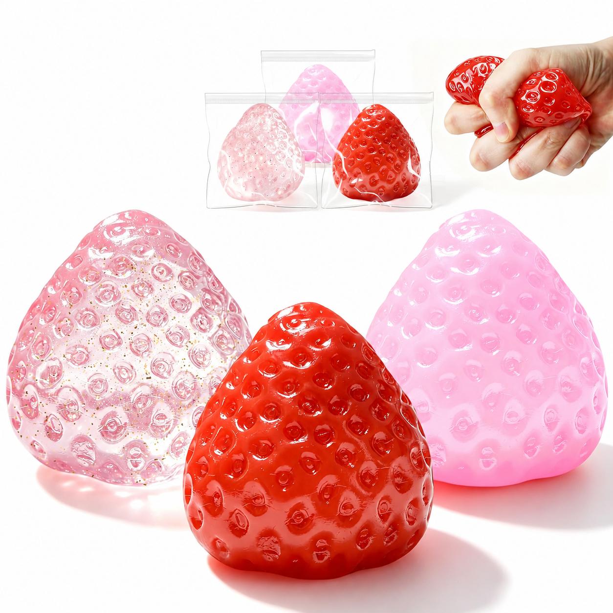 3/1 STuks Aardbei Squishy Langzaam Rijzend Stressverlichtend Speelgoed Zacht Knijp Fidget Kawaii Decompressie Speelgoed Schattig Cadeau voor Kinderen Volwassenen