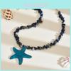 Bohemian Natural Gemstone Star Pendant Necklace For Women Summer Beach Style