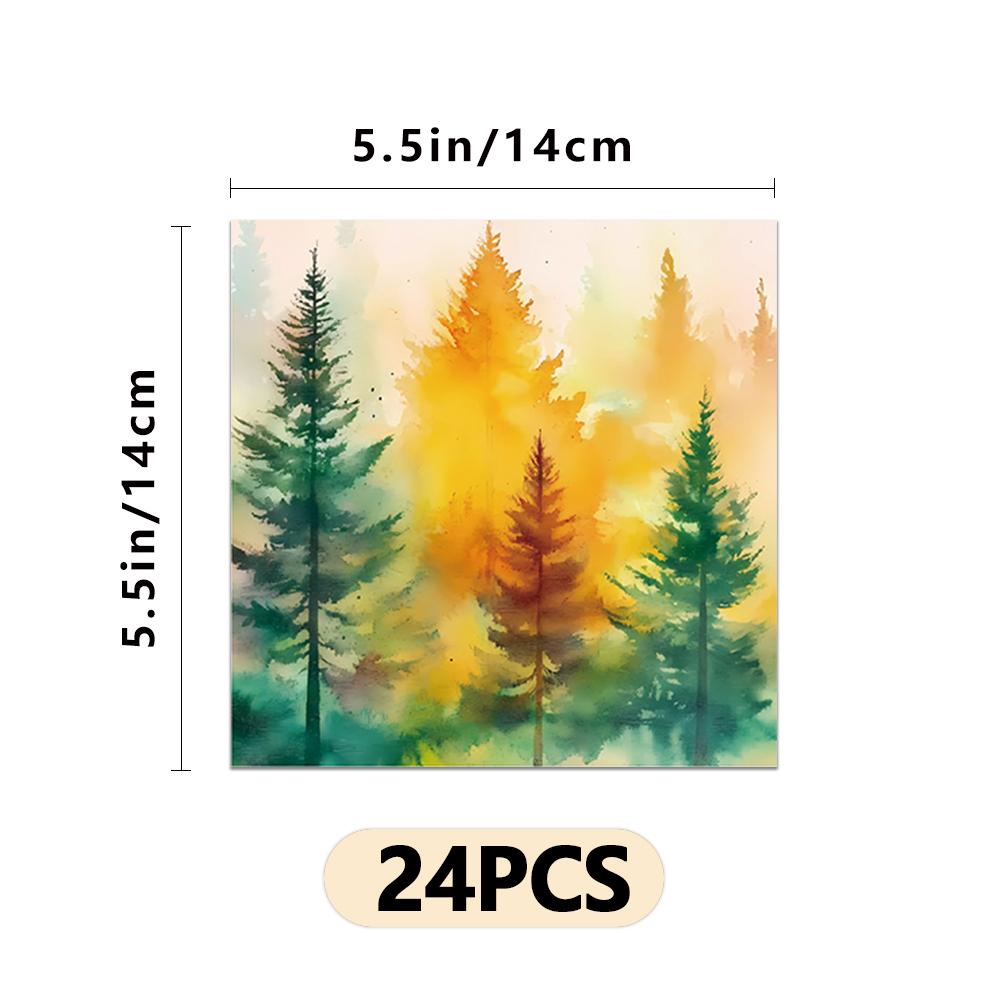 24pcs, Autumn Maple Leaves Theme Scrapbook Paper, A5 Size, DIY Journals, Material Paper, Patchwork, Albums, Notebooks, Decoratio