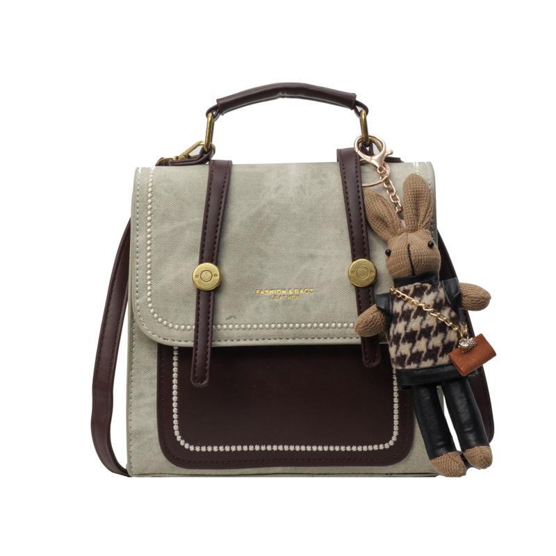 

Vintage versatile college style portable backpack women s 2025 new fashion contrasting color student backpack commuter bag 19*7*19