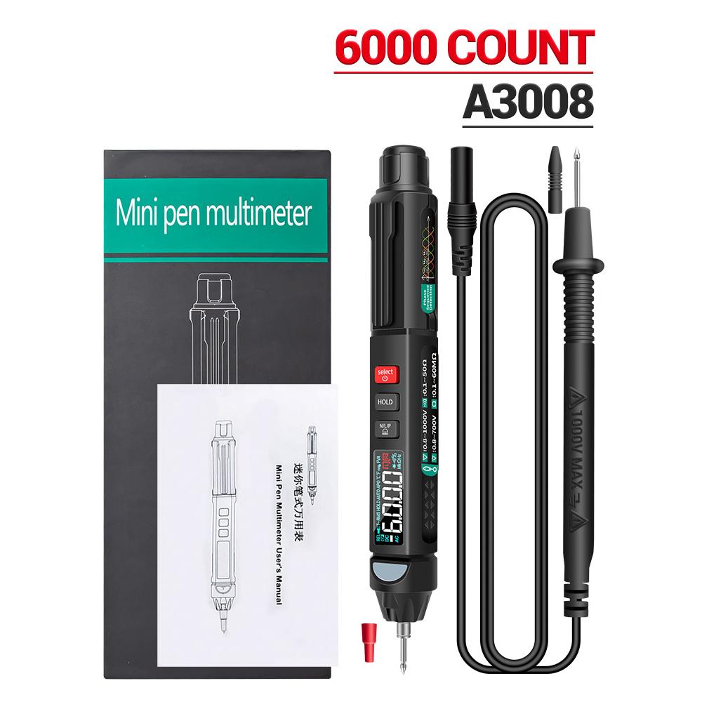 A3008 Digital Multimeter Auto Intelligent Sensor Pen Tester 6000 Counts NonContact Voltage Meter Multimetre Polimetro Tool