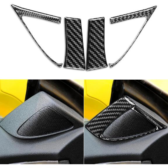 Real Soft Black Carbon Fiber Car Inner Door Handle Bowl Panel Door Bowl Collision Protector Cover Trim Sticker Compatible with Chevrolet Camaro