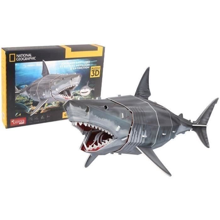 Puzzle 3D - Grand Requin Blanc - Jeu de construction - EXPLORA - 72 pièces - Dès 8 ans