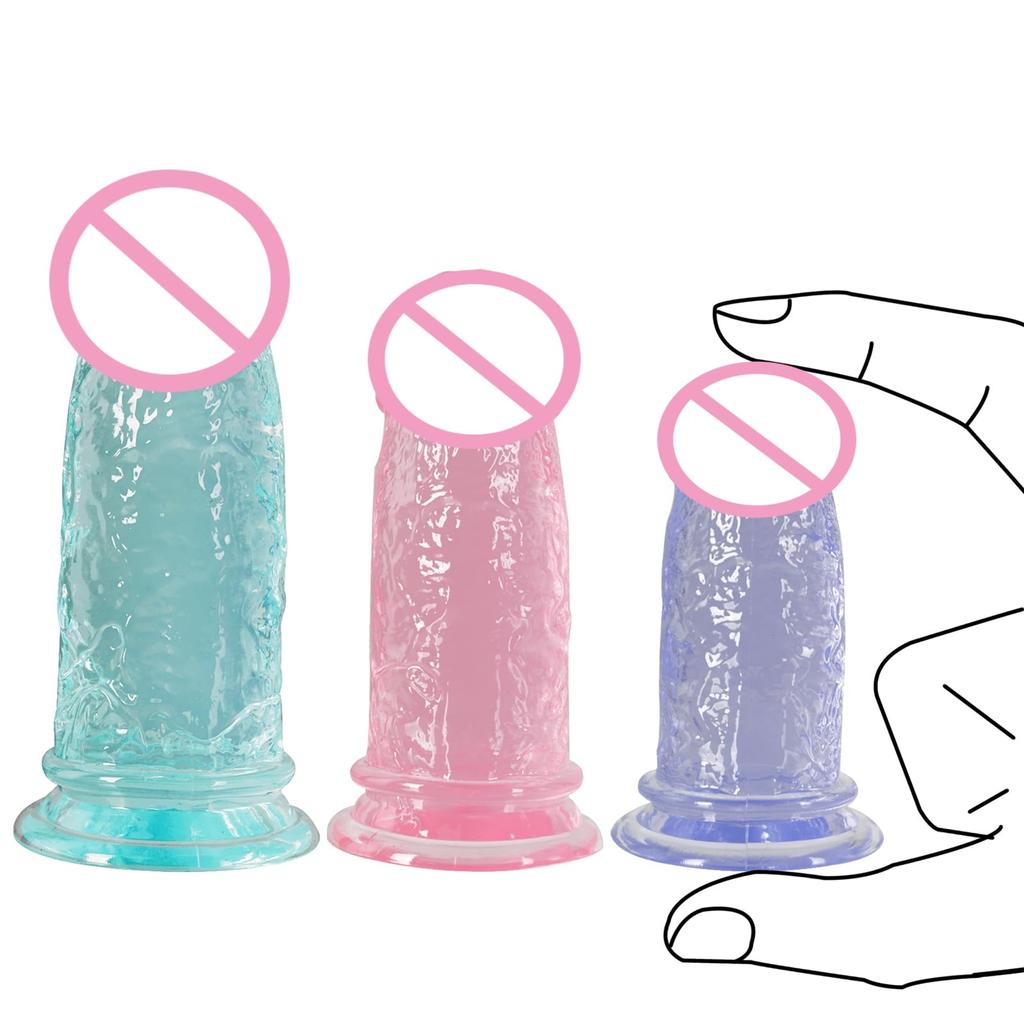 Color Crystal Anal Plug-Type Penis Anal Dilator Combination Suit Short and Thick Female Dildo