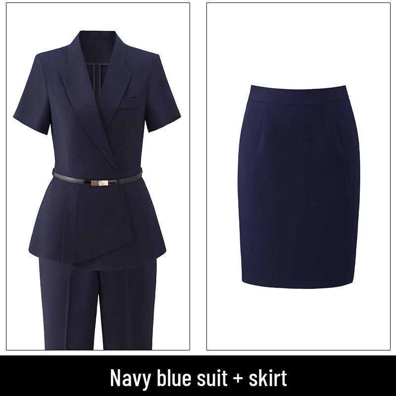 Women's High-End British Style Summer Suit Set - Professional Workwear for Sales Managers