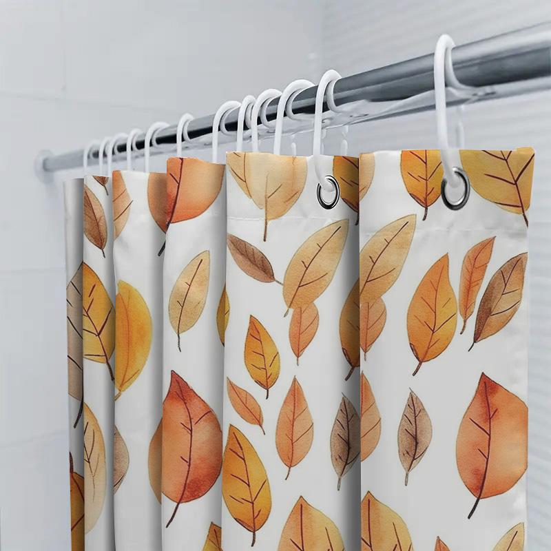 Vibrant Autumn Leaves Shower Curtain Modern Bathroom Decor For Home Living Room Warm Color Waterproof Fabric Easy Installation