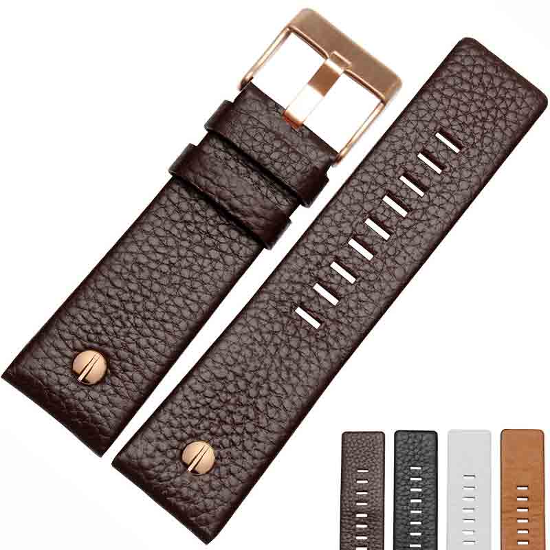 New Fashion Cowhide Watchband with Rivet Watch Strap Belt Bracelet for Diesel DZ7313 DZ7333 7322 7257 4318 7348 7334 Replacement