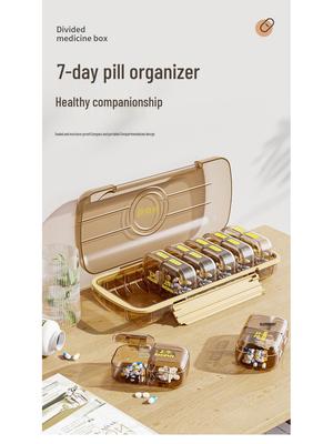 Organizador de pastillas portátil de 14 compartimentos para medicación de la mañana, mediodía y noche, caja de almacenamiento sellada para recordatorio de personas mayores