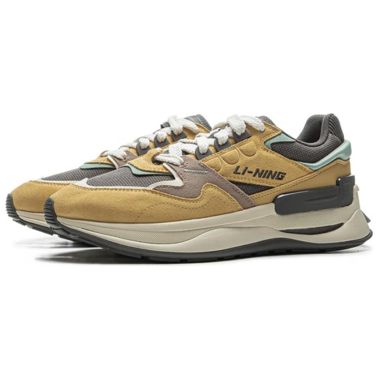 New LiNing 001 Innocence V2 Slip Resistant, Abrasion Resistant, Rebound Resistant Low Top Casual Shoes Men's Yellow Gray AGCV009-3