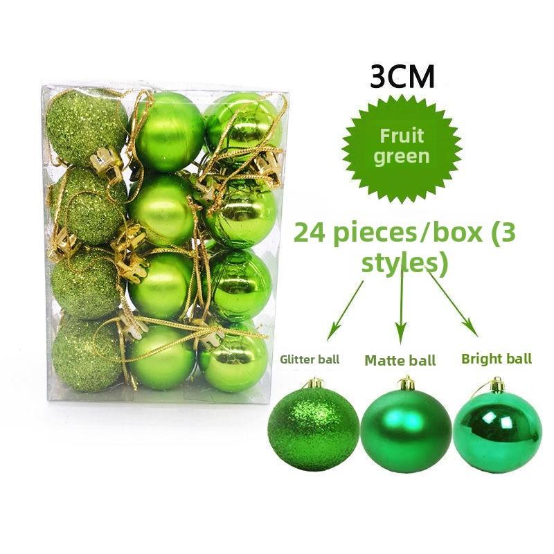 30mm Pack 24 Christmas Matte And Glitter Decor Ball Festival Props Atmosphere