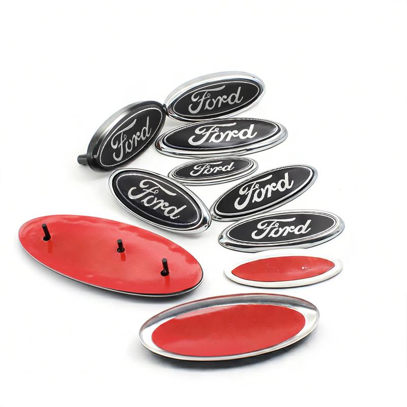 PLWD4 For Ford Fiesta Focus 2 3 Mondeo Edge Ranger Fusion Kuga S-MAX Transit Car Front Grille Emblem Rear Trunk Logo Badge Accessories