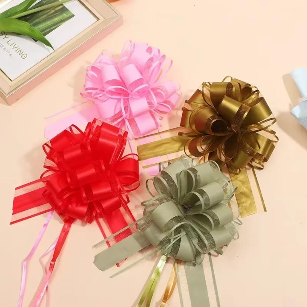 5Pcs Gift Wrap Wedding Car Bow Ribbons DIY Pull Bows Knot Wedding Pull Bow Flower  Home Decoration