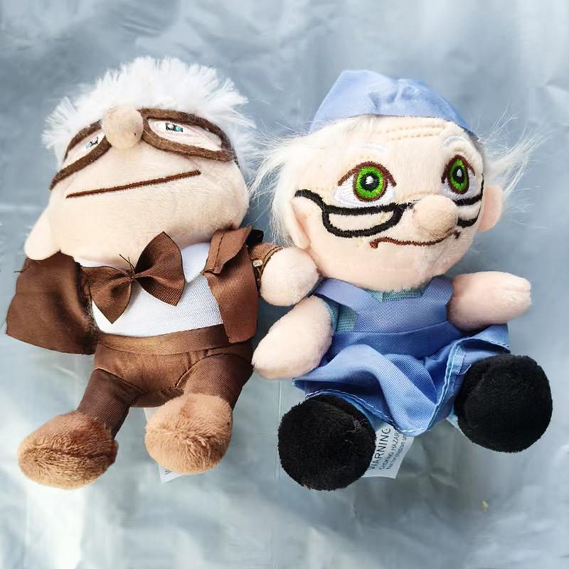 2 Piezas Película UP Carl Peluches Abuelo Abuela Dibujos Animados Muñecos de Peluche Colgante Aliado Carl Peluche Juguete Regalos de Cumpleaños para Niños