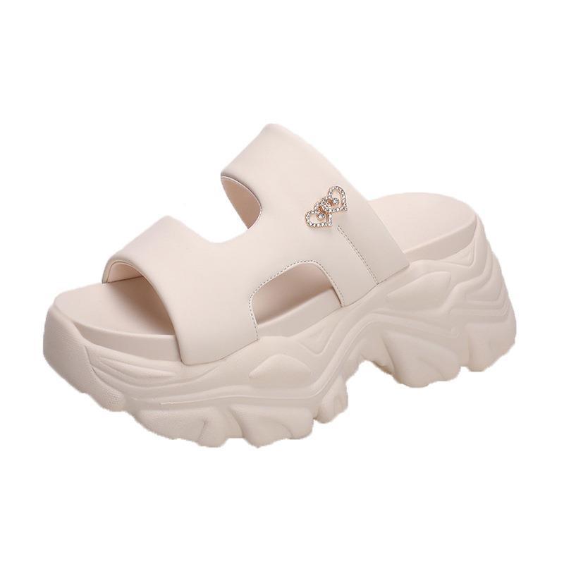 Thick-bottomed fashion cool slippers for women, muffin bottom casual one-word slippers for women