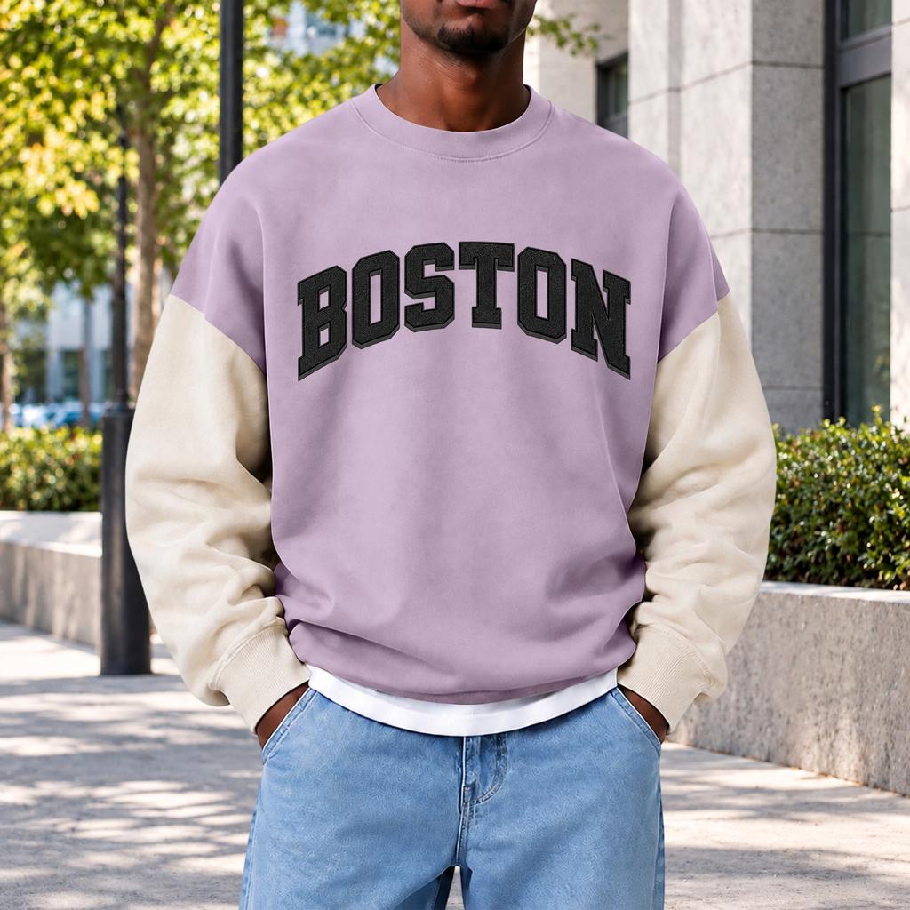 Men's Fashion Crewneck Sweatshirt, Casual Pullover Top for Everyday Wear