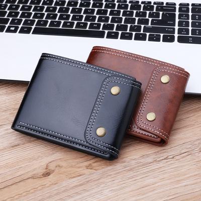 Men Wallets Waxed Leather Short Wallet, Card Holder, Coin Purse, Business Style