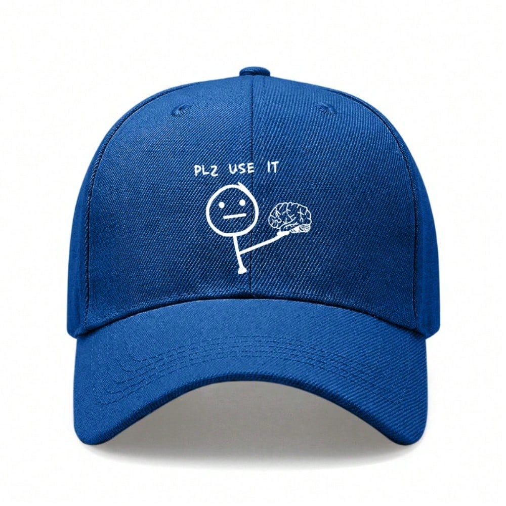 [Humorous Baseball Cap] Funny Letter "PLZ USE IT" Print Polyester Adjustable Breathable Casual Outdoor Sports Baseball Hat For Men Women
