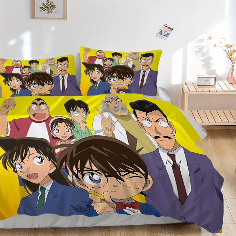 Detective Conan Mystery Print 3Pcs Bedding Setduvet Cover With 2 Bedropillowcase Home Birthday Gift