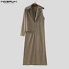 INCERUN Men Lapel One Sleeve Buttons Up Irregular Gothic Long Cardigan Vest