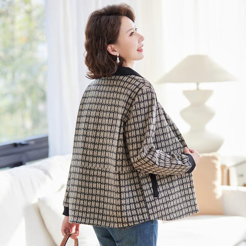 Past Mid-Aged Women's Plaid Lapel Jacket
