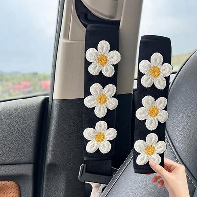 2pcs Universal Car Shoulder Protector White Car Seat Belt Shoulder Cover for All Seasons Relieve Shoulder Pressure