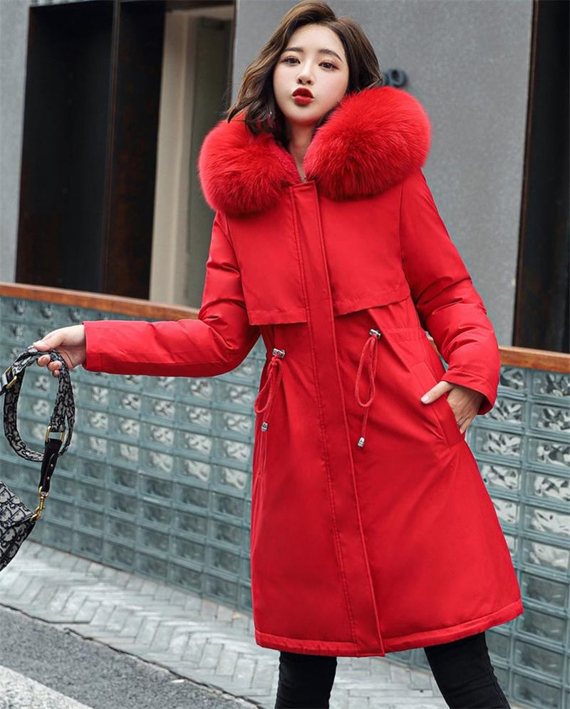 Winter Jacket  New Women Parka Clothes Long Coat Wool Liner Hooded Jacket Fur Collar Thick Warm Snow Wear Padded Parka