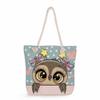 Cartoon animals print thick rope single-shoulder beach bag 7270 KTB
