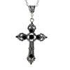 Gothic Retro Black Ruby Cross Pendant Necklace for Men and Women