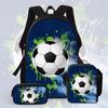 Football Cartoon Print Junior High School Backpack Three-Piece Children'S Schoolbag Primary School Backpack