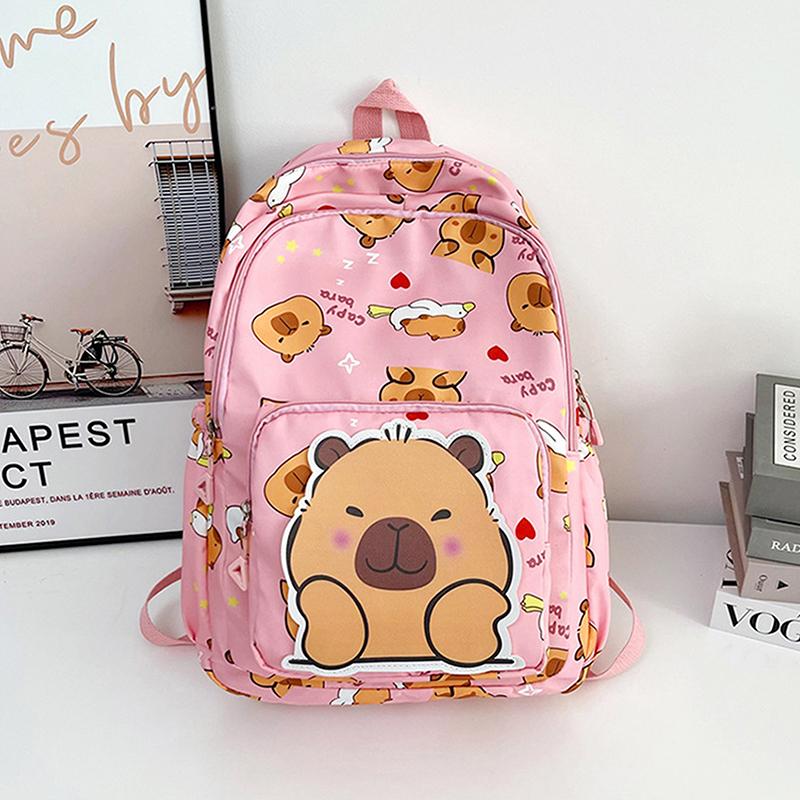 Cartoon Capybara Print Backpack Funny Large Capacity Capybara School Bag Student Laptop Bag Cute Lightweight Backpack Gifts