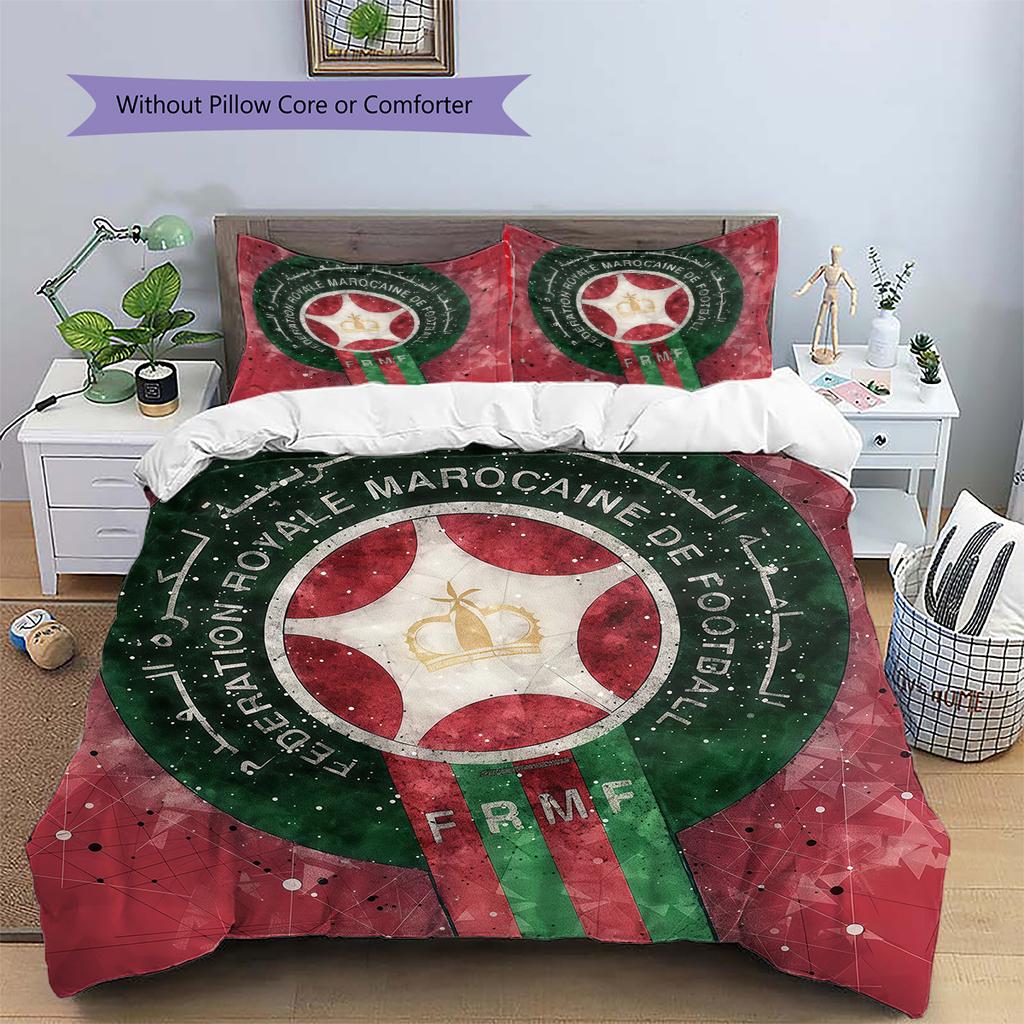 Biancheria da letto con motivo della Nazionale del Marocco Decorazione per la casa Regalo di compleanno (1 * copripiumino + 2 * federa, senza nucleo)