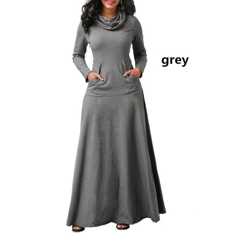 Casual Women Long Dress Plus Size Cotton Pullover Autumn Winter