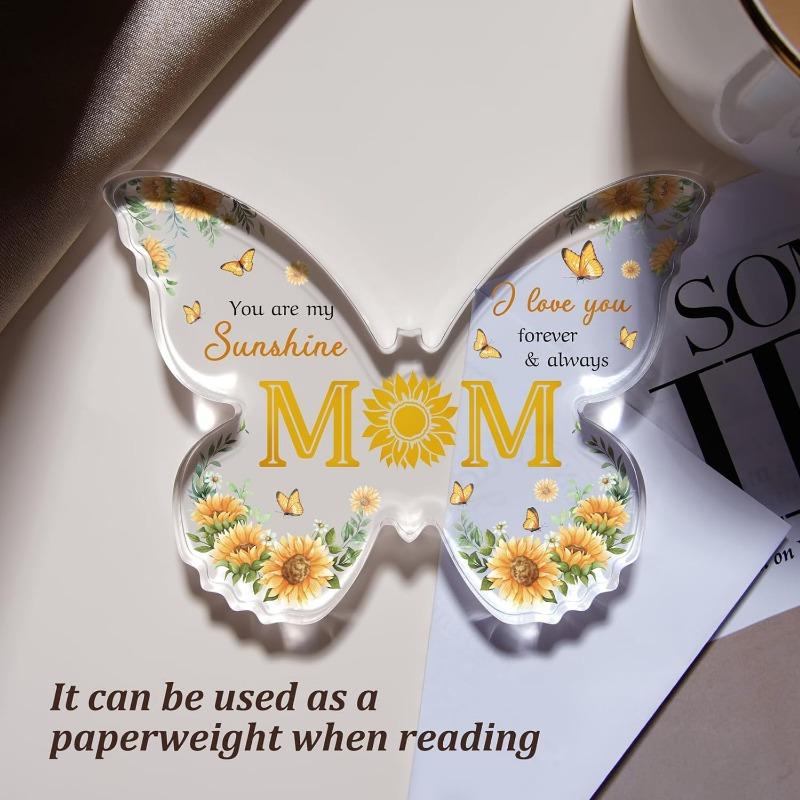 Mom Birthday Gifts – Butterfly Acrylic Plaque from Daughter/Son. For Mother's Day, Christmas, Thanksgiving.