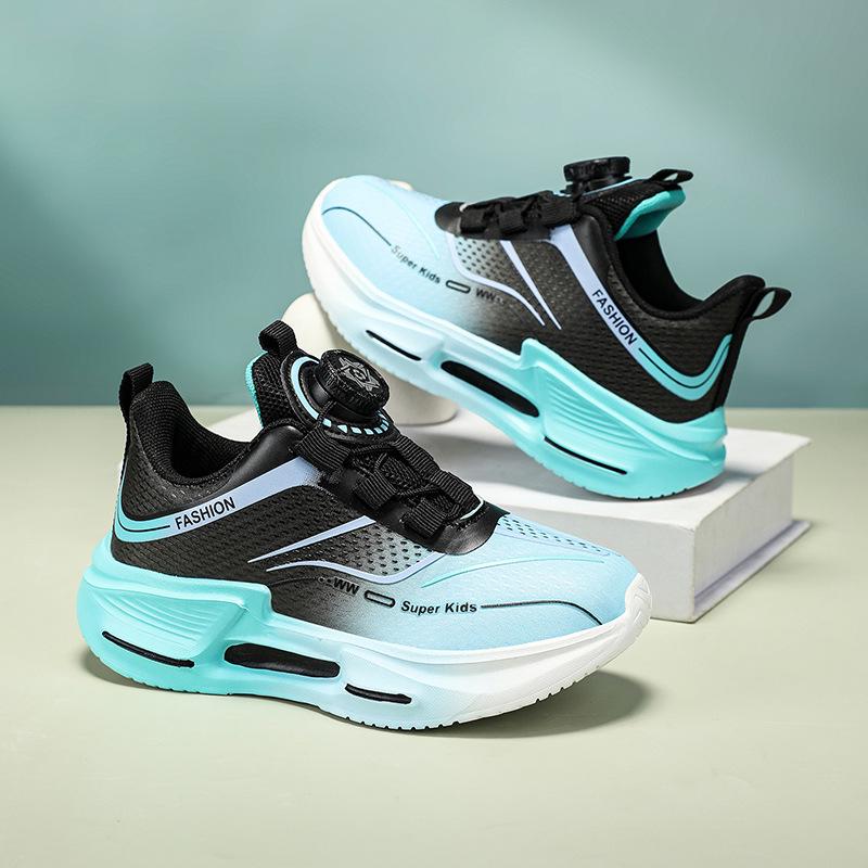 Rotating Buckle Kids' Non-Slip Lightweight Running Shoes for Spring & Autumn - Breathable, Comfortable Outdoor Sports Sneakers for Boys & Girls