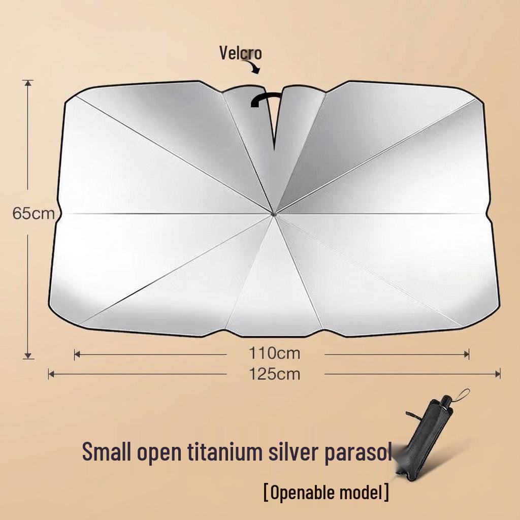 Silver Titanium Foldable Car Sunshade: Heat Insulation & UV Protection
