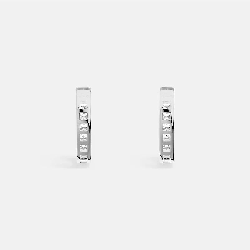 APM Monaco Silver-white Pavé Hoop-shaped Alloy Earrings, Same Style for Men and Women, Couple Style WE16801OX