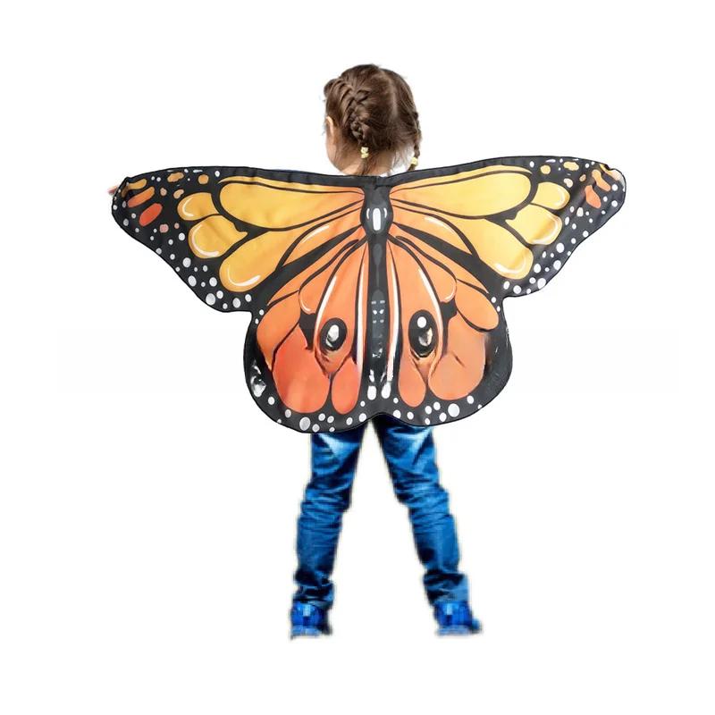 Monarch Butterfly-Wings for Kids Girls Princess Dress-Up Fairy Costume Toddler Big Sister Gift Dance Party Toy Halloween Chiffon