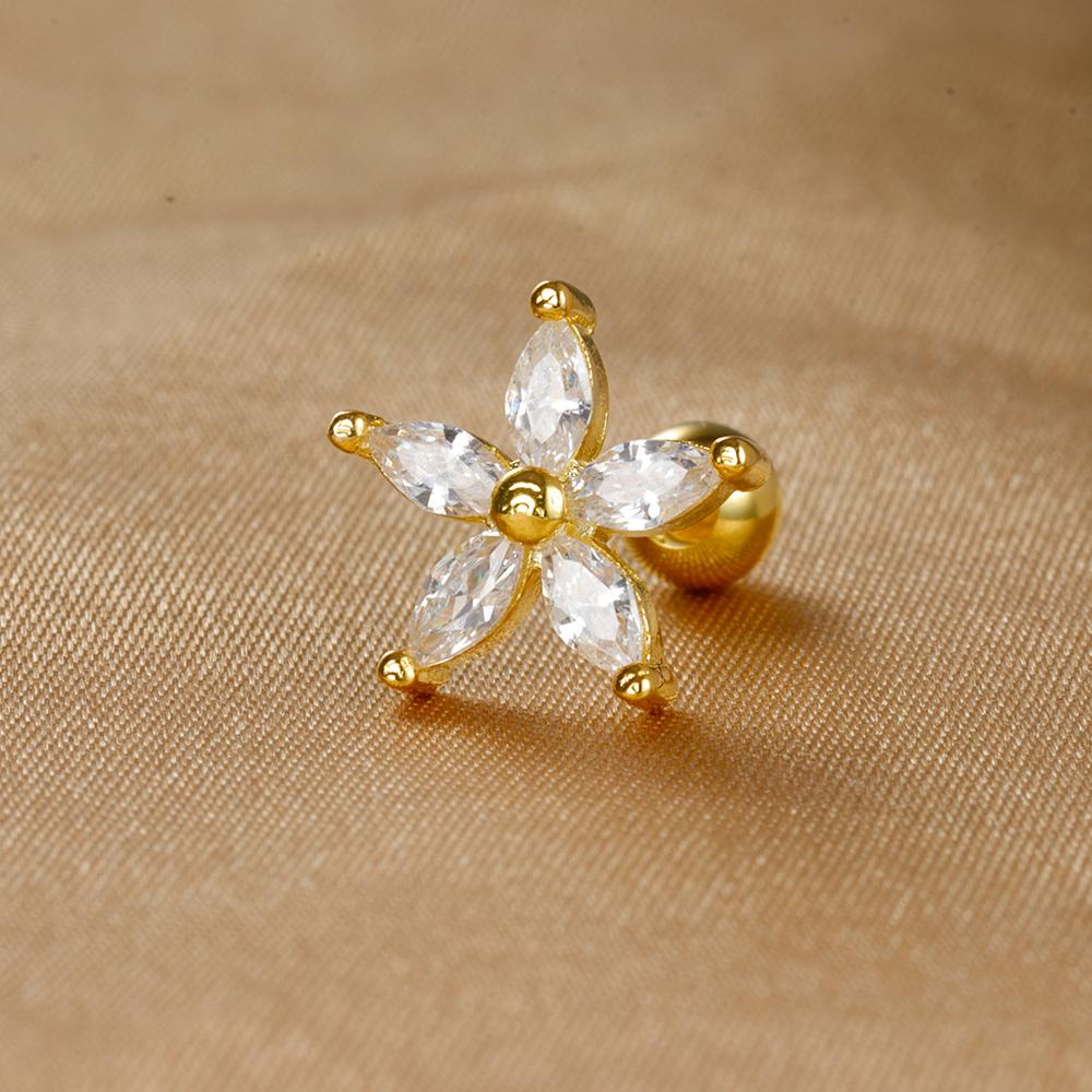 1 Stück Edelstahl Mond Kreuz Kleine Ohrstecker Winziger Zirkonia Ohrläppchen Tragus Helix Knorpel Piercing Ohrring Schmuck