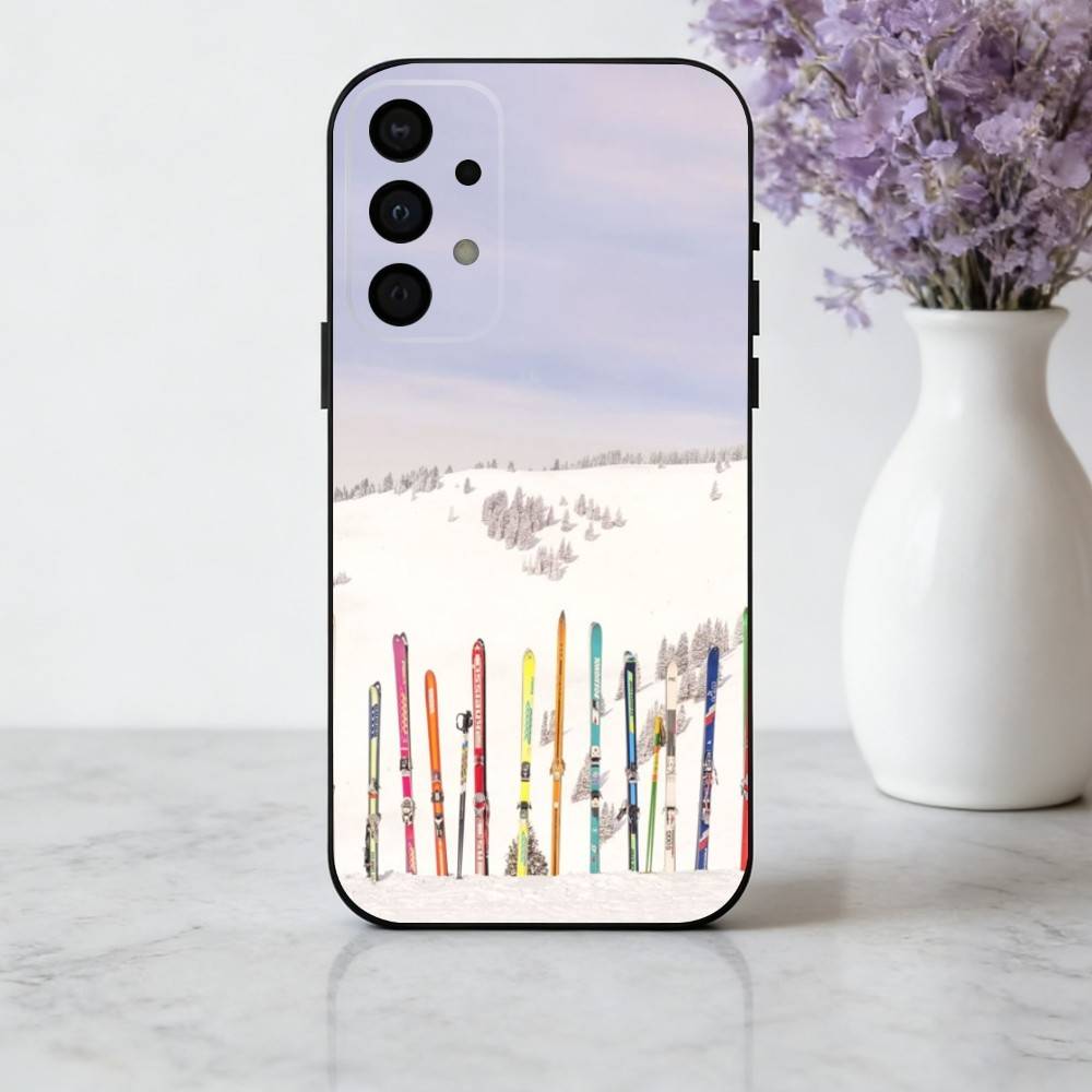 S-Schneeberg S-Skifahren Ski Handyhülle Für Samsung Galaxy A73,A72,A71,A70,A53,A52,A51,Andere Weiche Schwarze Hülle