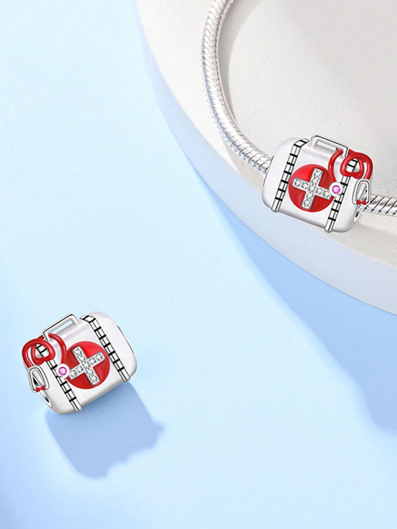

Copper Metal Plated Authentic Original Charm Bead Components MMedicine box virus capsule Bead Components Compatible With Bracelet High Quality Fine