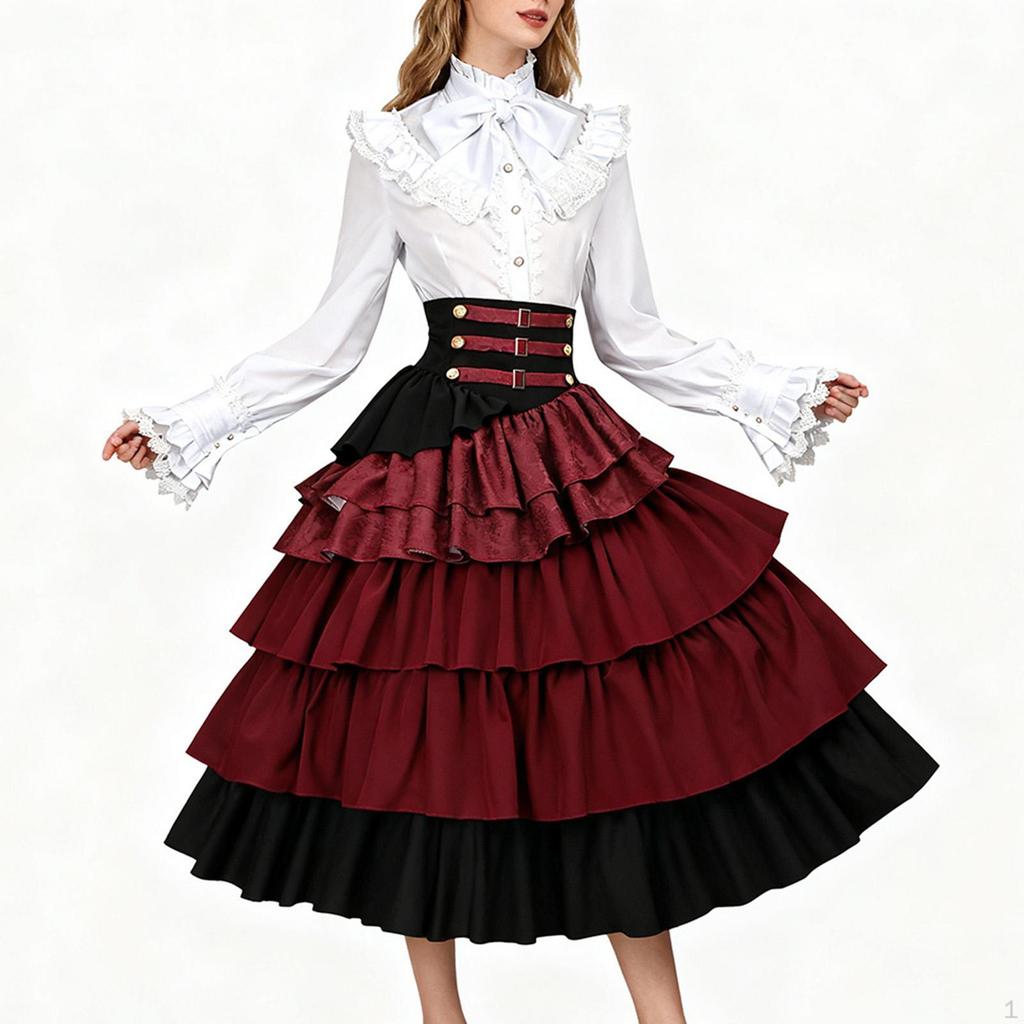 Women's Steampunk Gothic Skirt Halloween Pirate Costume for Christmas Role Play