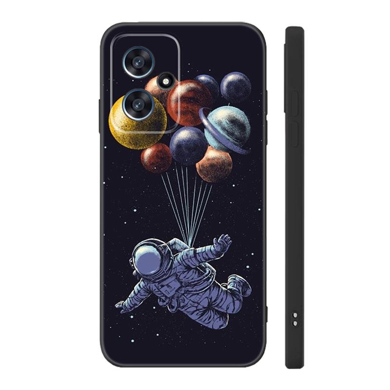Moon Stars Space Astronaut Black Silicone Phone Case For Xiaomi POCO X3 X4 NFC F3 F4 GT F5 M3 M4 M6 X5 X6 Pro 5G C55 C65 M5