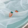 925 Silver Korean Cute Cartoon Carrot Stud Earrings - Elegant, Simple, Small, Exquisite, Girly Accessories